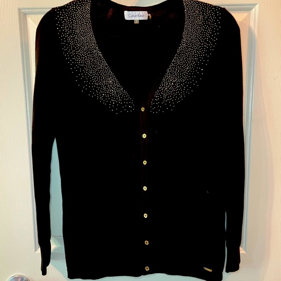Calvin Klein Sweaters - Calvin Klein Black & Gold Glitter Shrug